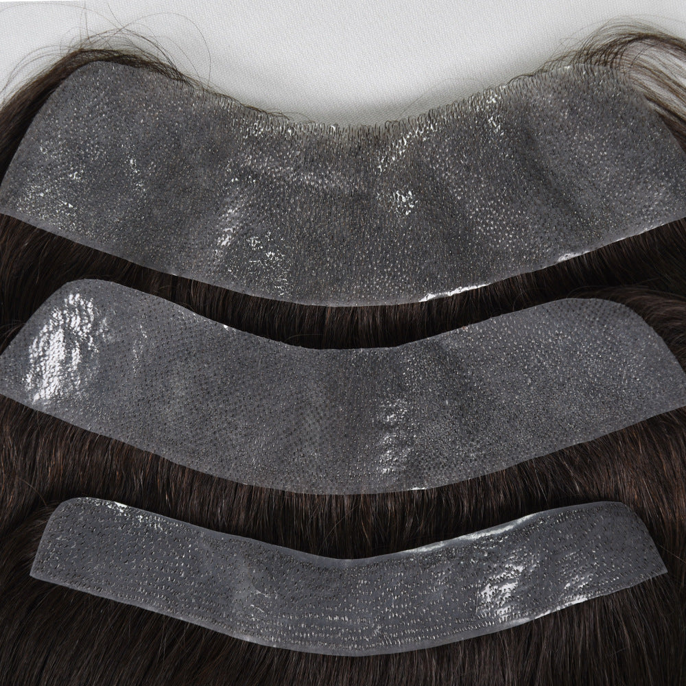 Transparent PU men's frontal hairline hairpiece