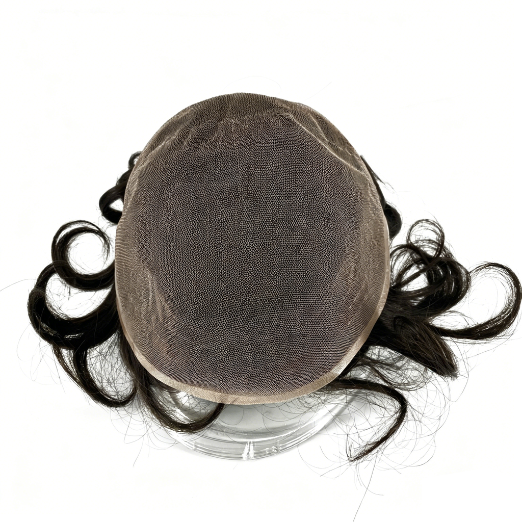Natural thin breathable men's hairpiece real human hair Swiss lace full lace - New Hair
