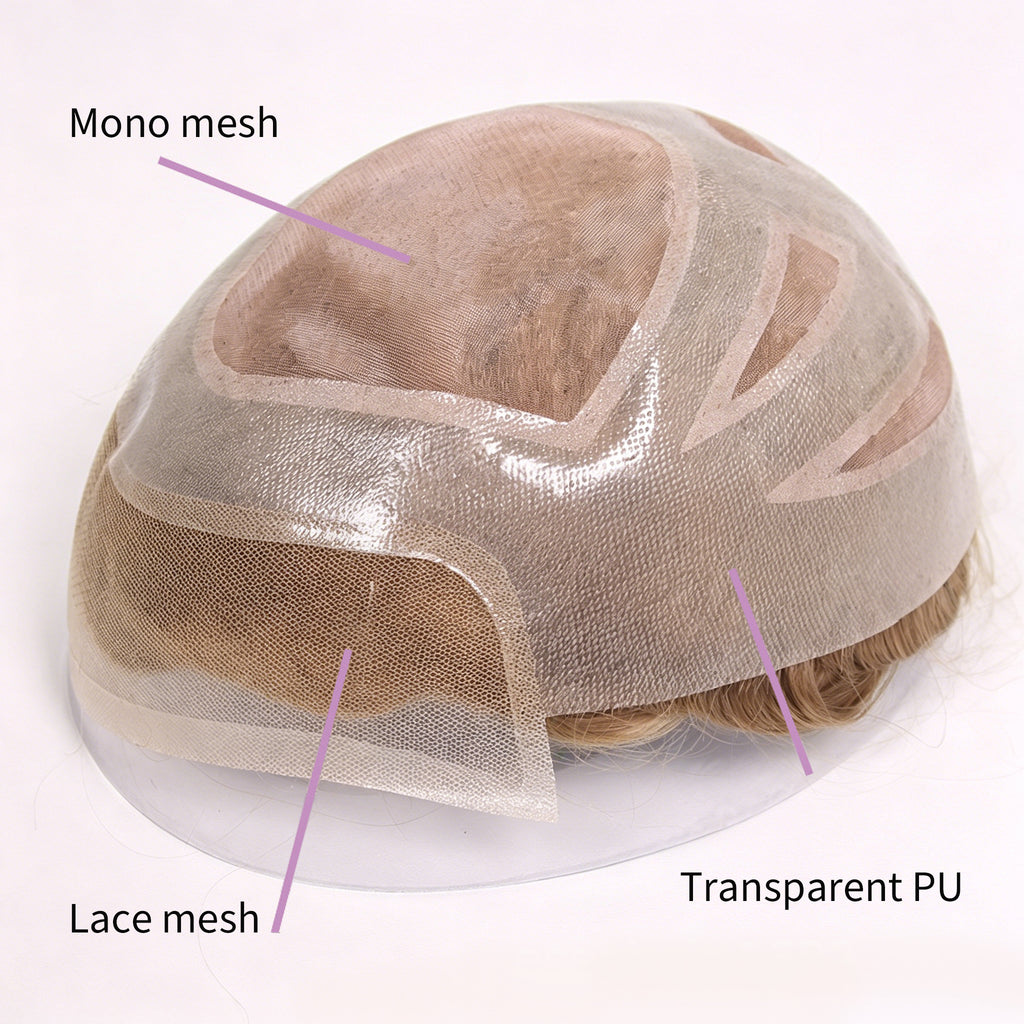 Lace Mono Breathable Men's Toupee Piece