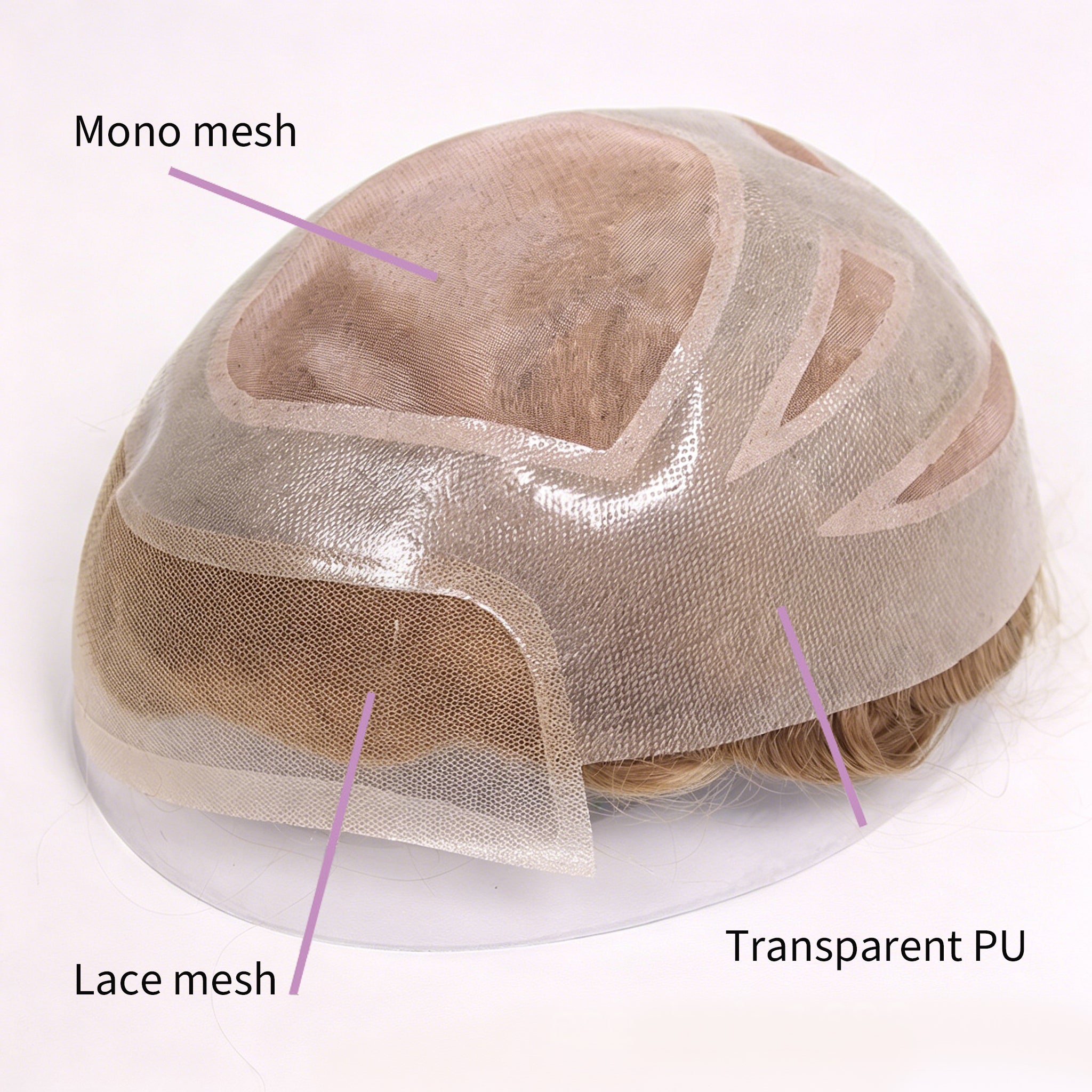 Lace Mono Breathable Men's Toupee Piece