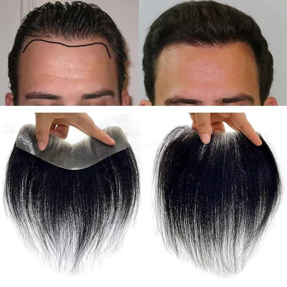 Transparent PU men's frontal hairline hairpiece