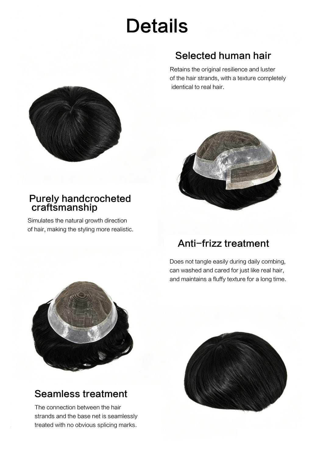 PU lace men's wig
