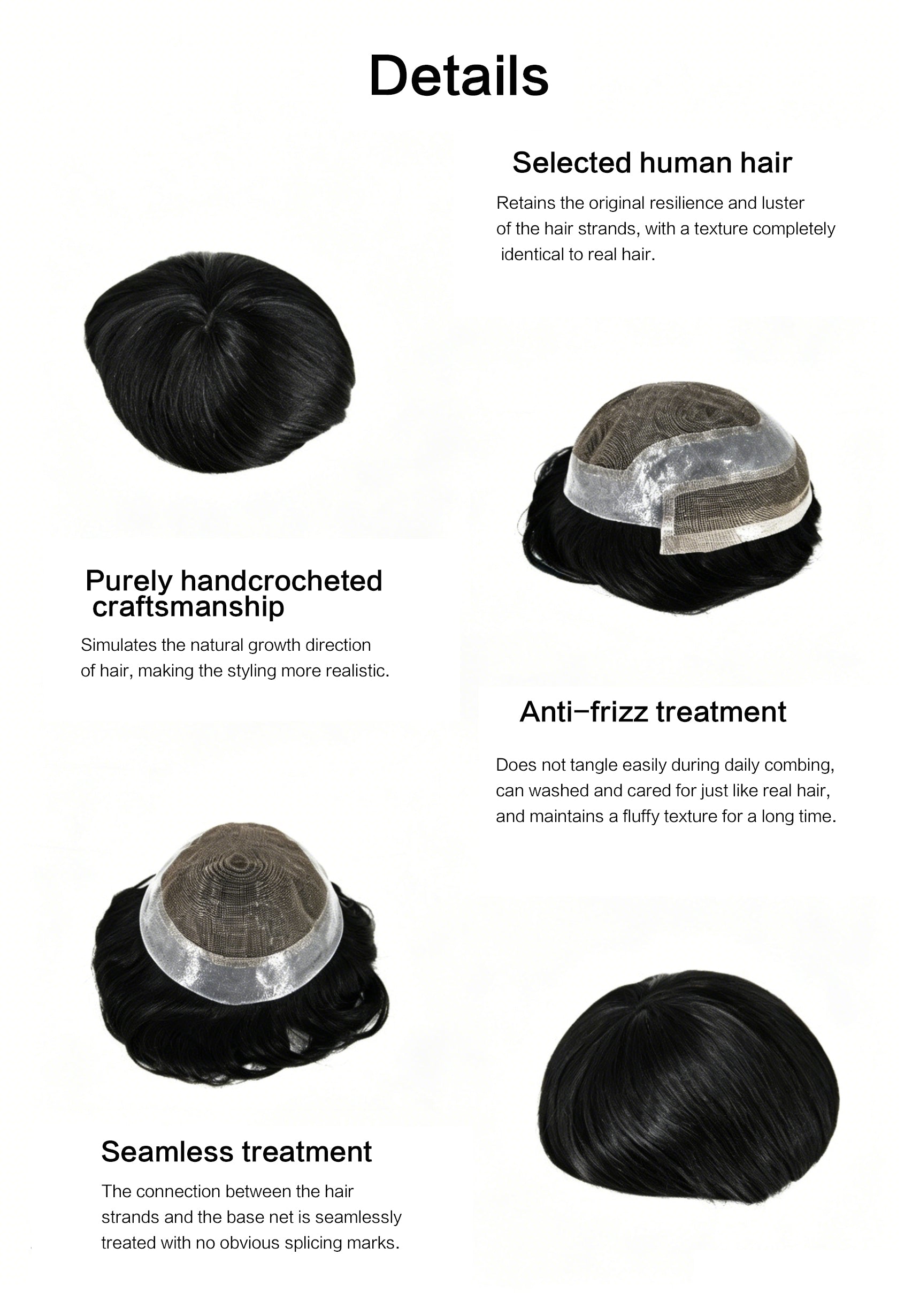 PU lace men's wig