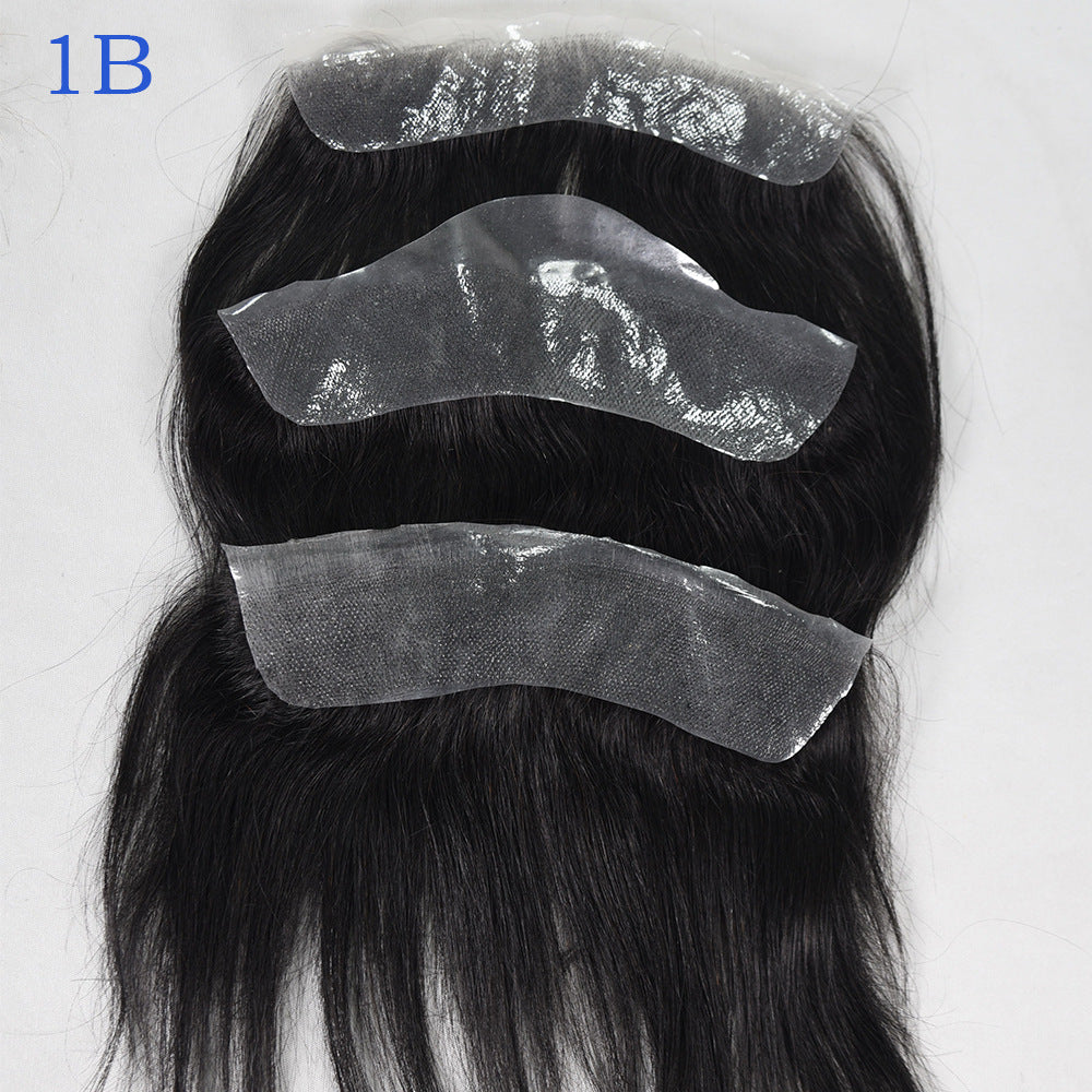 Transparent PU men's frontal hairline hairpiece