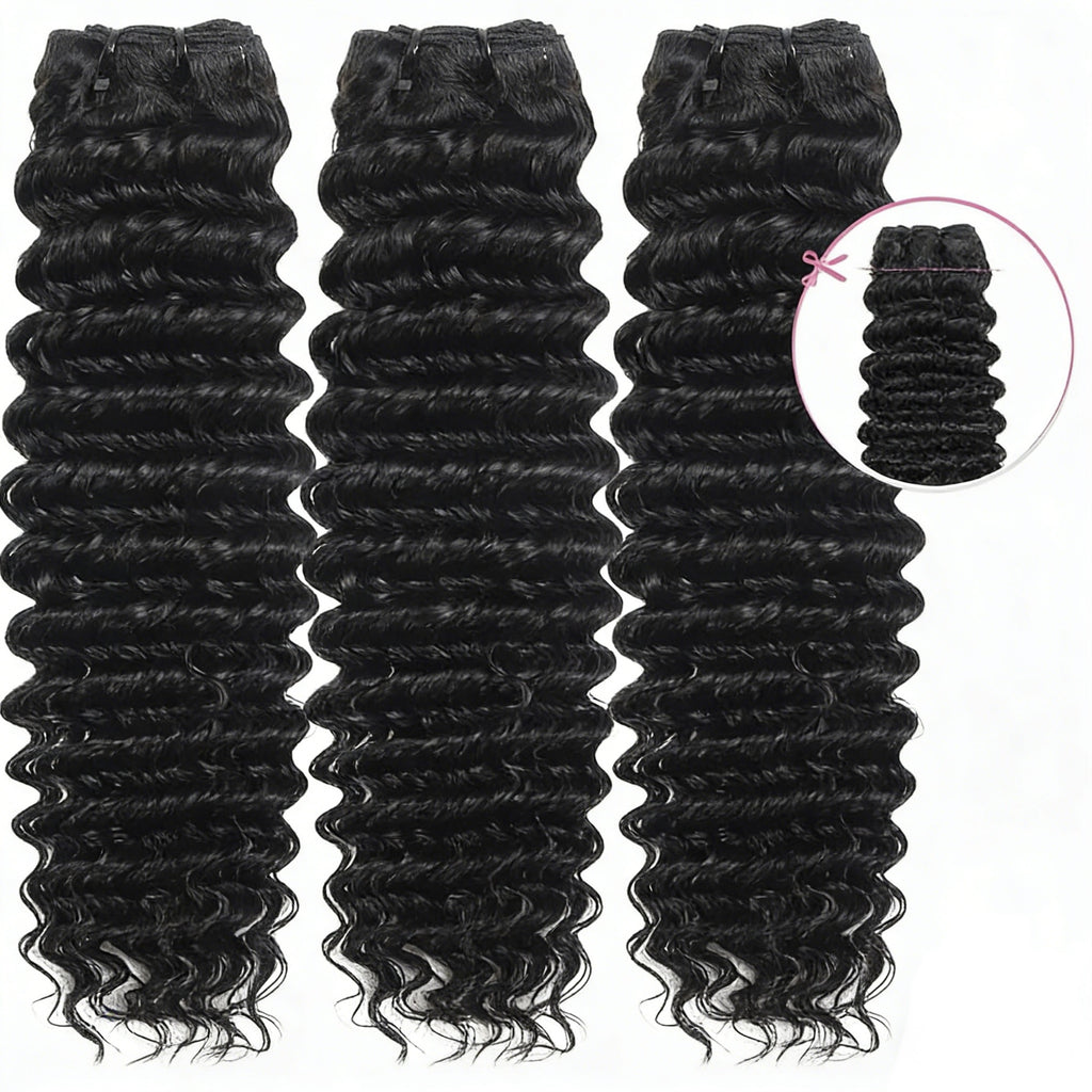 Natural Black Deep Wave Human Hair Bundles - New Hair