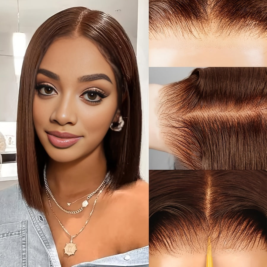 Apex Hair Wig - 13x4 lace Brown Straight bob wig; Real hair wig set - New Hair
