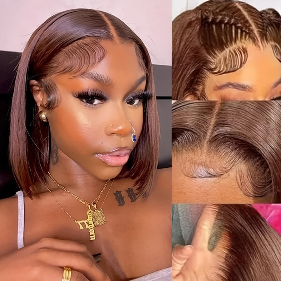 Apex Hair Wig - 13x4 lace Brown Straight bob wig; Real hair wig set - New Hair