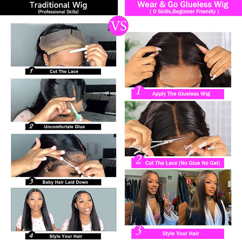 Glueless wig human hair straight hair lace frontal wig - New Hair