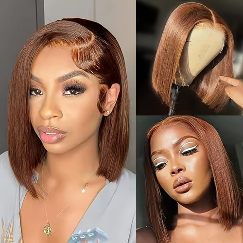 Apex Hair Wig - 13x4 lace Brown Straight bob wig; Real hair wig set - New Hair