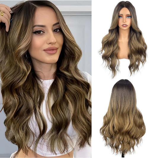 Graduated color big wave long curly hair wig synthetic hair headpiece - New Hair